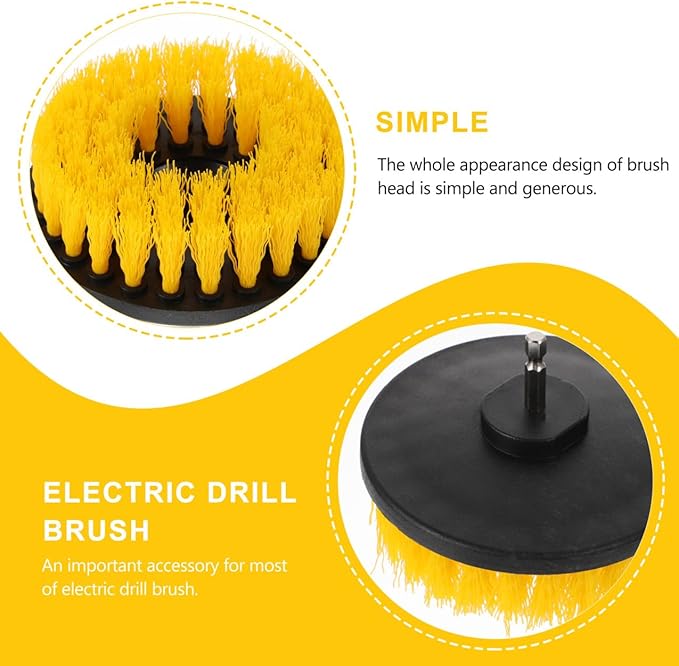 Electric Drill Brush Set 5-Inch Round Floor Cleaning Brush Heads Replacement for Kitchen Bathroom Grout Tile Portable Power Scrubber Attachment Tool for Home Cleaning