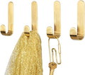 Bathroom Towel Hook, Adhesive Hooks,Brass Towel Coat Clothes Hooks, for Bath Kitchen Garage, No Drill, Waterproof & Rustproof (4-Pack)