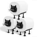Cat Toilet Roll Holder: Tissue Paper Roll Storage Stand - 3D Printed Black Cat Loo Roll Holder - Toilet Paper Holder Bathroom Set for Bathroom Shelf Housewarming Gift Bathroom Decor (Cat-3Pcs)