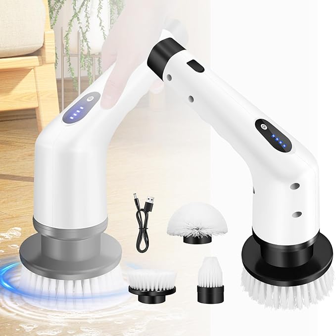 Power Spin Scrubber Brush kit,Electric Spin Scrubber with Dual Speeds, 3-in-1 Cordless Cleaning Brush with 3 Replaceable Brush Heads, Handheld Small Electric Spin Scrubber for Tile,Tub,Kitchen,Floor