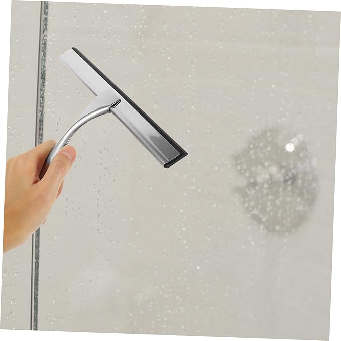 10-Inch Stainless Steel Window Squeegee Adhesive Hooks Shower Glass Cleaner for Bathroom and Kitchen Easy to Use Squeegee Tool for Streak-Free Cleaning