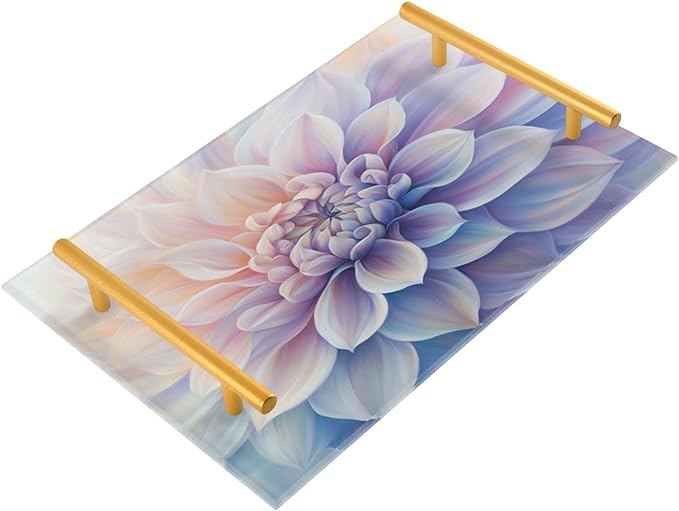 Dahlia Vanity Tray Acrylic Bathroom Countertop Tray Flower Decorative for Kitchen Desk Organizer Makeup Storage Tray