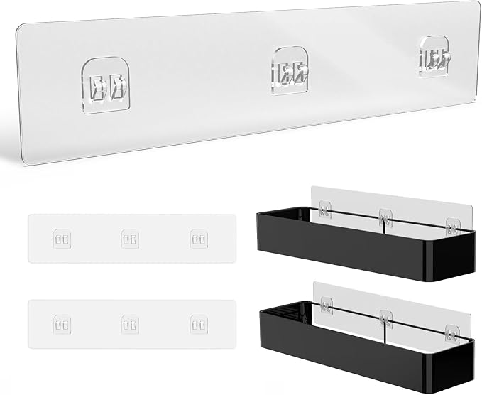 Kitsure Shower Caddy Adhesive Replacement, Transparent Adhesive Hooks Stickers, Strong Hook Strip for Shower Caddy Basket Shelf, Soap Holder, adhesive strip, Bathroom Accessories Set, 2-Pack, X-Large