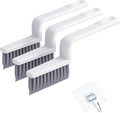 V-Shaped Grout Cleaner Brush, 3 Pcs Grout Brushes for Tile Floor, Handheld Grout Cleaning Brushes Set with 3 Hooks for Shower, Bathroom, Kitchen, Home Use, Stiff Bristle