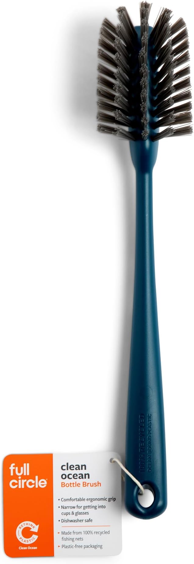 Full Circle Clean Ocean Bottle Brush, Water Bottles, Baby Bottles, Flasks, and Tumblers - Sustainably Made 100% From Recycled Ghost Fishing Nets