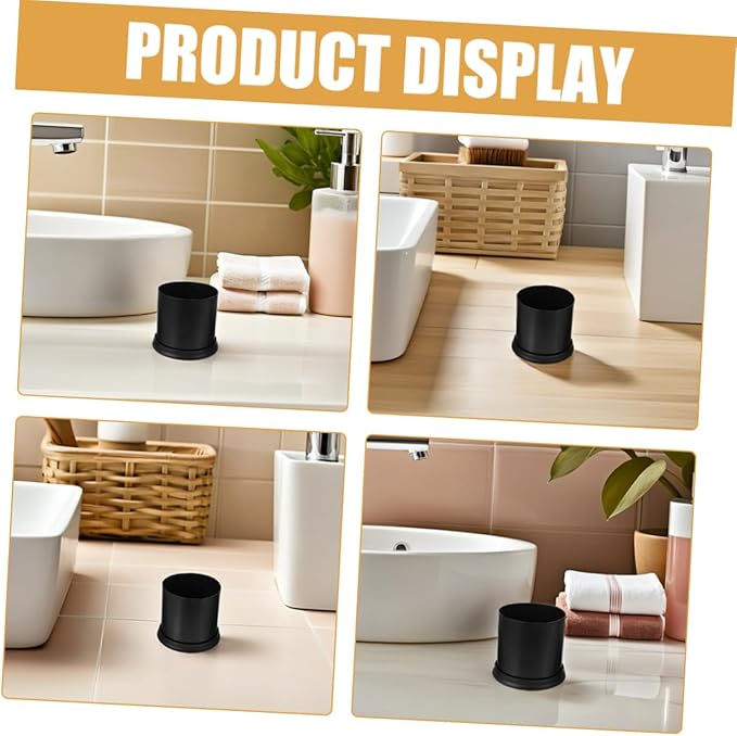 ERINGOGO 2pcs Toilet Brush Holder Black Round Plastic Design with Slip Base Bathroom Cleaning Accessories Easy to Maintain and Contemporary Look