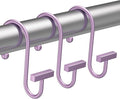 Purple Shower Curtain Hooks, Bathway Shower Curtain Rings Rust Proof, 12PCS Shower Hooks for Shower Curtain, T-Bar Design Convenient Elegant Shower Curtain Hangers for Bathroom Kitchen Wardrobe