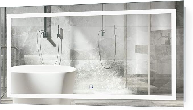 Krugg | 42 Inch X 24 Inch LED Bathroom Mirror | Lighted Vanity Mirror Includes Dimmer & Defogger | Wall Mount Vertical or Horizontal Installation