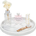 Emibele Vanity Tray, Resin Round Tray Decorative Storage Organizer for Bathroom Toilet Tank Bedroom Kitchen Countertop, Jewelry Storage Dresser Tray for Candle, Lotion Bottle, Cosmetics, Gravel White