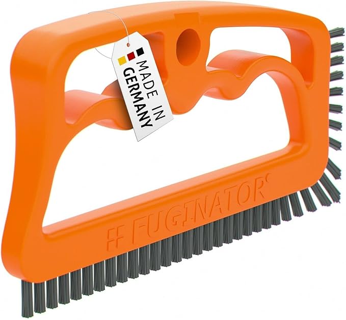 FUGINATOR® Grout Brush Orange/Grey for Cleaning Joints in Wall & Floor Tiles, Bathroom, Kitchen & Household