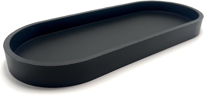 Happitasa Premium 12” x 5” Silicone Vanity Tray | Sink and Surface Organizer with Sturdy Non-Slip Base | Heat Safe, Dishwasher Safe (Black)