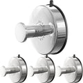 DGYB Suction Cup Hooks for Shower Set of 4 Removable Stainless Steel Towel Hook for Bathroom Glass Window Door Wall and Suction Wreath Hook for Hanging Robe, Loofah, Coat - Chrome