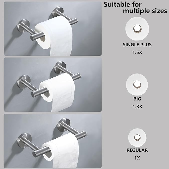 Brushed Nickel Flip Toilet Paper Holder and Hand Towel Ring Set 2 Pieces Bathroom Hardware Accessories Set SUS 304 Stainless Steel Heavy Duty Wall Mounted Bathroom Holder