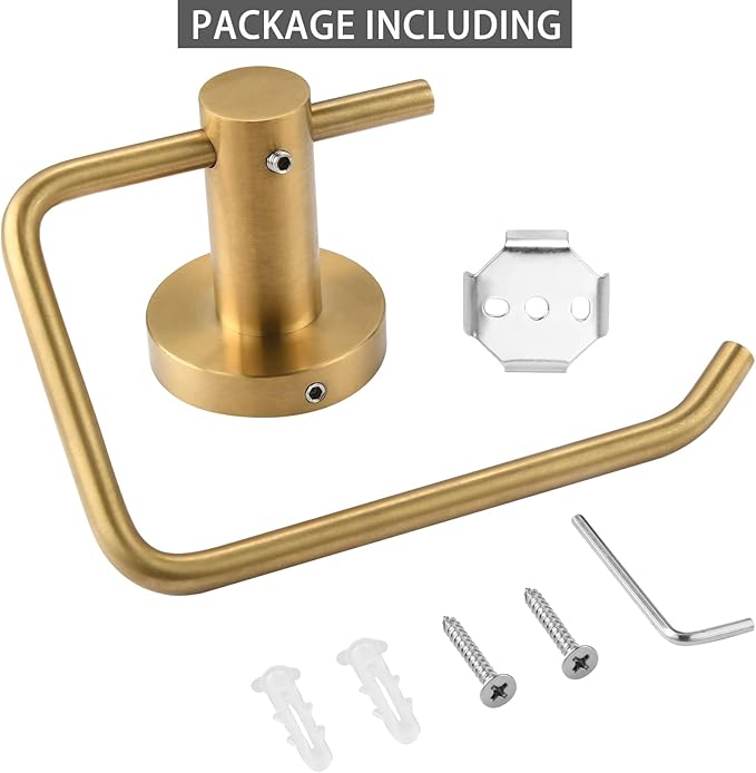 Toilet Paper Holder, Premium 304 Stainless Steel Paper Towel Holder, Toilet Paper Roll Dispenser Bathroom 5.5" TP Holder for Kitchen Washroom (Gold)