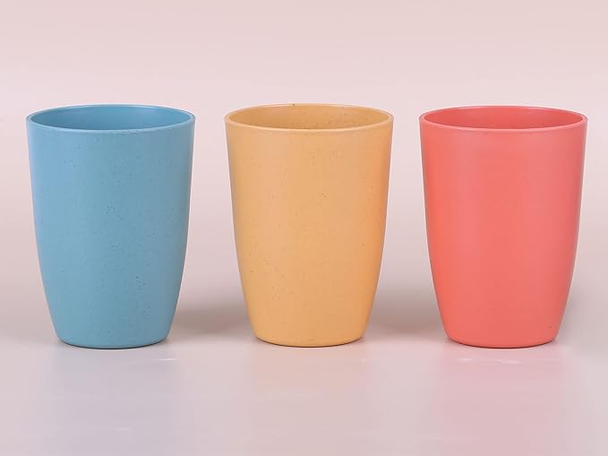LuckyZone Wheat Straw Reusable Cup (12 oz) - Unbreakable Drinking Glasses Sets - Dishwasher Safe Tumbler - Lightweight, BPA Free and Eco friendly (4 Color)