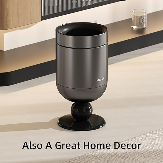 Bathroom Metal Trash Can, 4 Gallon (15 L) Garbage Can Lid-Free, Trash Bin for Bedroom, Office, Living Room (White, Top Open)