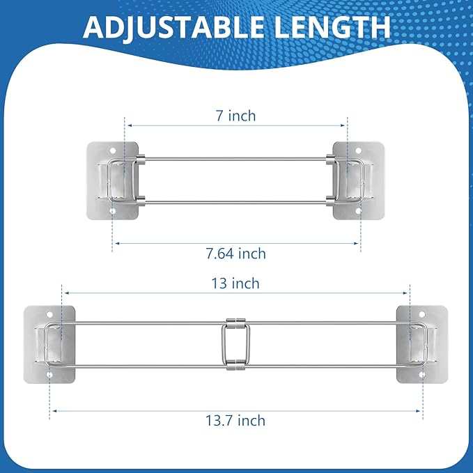 BOYISEN RV Shower Corner Storage Bar - Adjustable 7-13 Inch Stainless Steel Shower Shelves, Space-Saving Corner Shower Rod for Secure Bathroom Storage in RV, Campers, Travel Trailers (3 Pack)