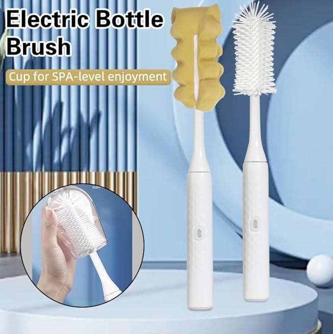 Cleaning Brush Electric Bottle Brush Waterproof 360 Degree Rotating Long Handled Silicone Straw Pacifier Cleaning Brush Bay