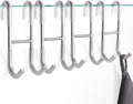 NINETREX Shower Door Hooks,Towel Hooks for Bathrooms Frameless Glass Door,Heavy Duty SUS 304 Stainless Steel Hook for Towels,Squeegee,Loofah,Shaver,Robe,4 Pack,Silver