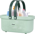 LAIGOO Green Shower Caddy Basket Plastic Storage Basket with Handles Storage Bins Shower Storage Organizer for Bathroom, College Dorm, Kitchen, Bedroom, Gym