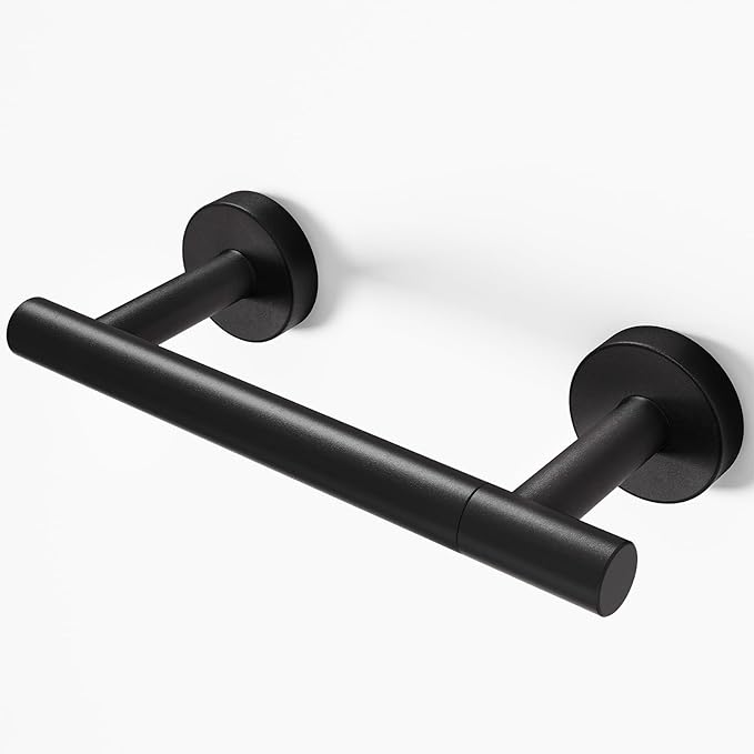 Fixwal Black Toilet Paper Holder Wall Mount, SUS 304 Stainless Steel, 7.64in Metal Black Pivoting Double-Post Tissue Roll Holder for Bathroom, Washroom