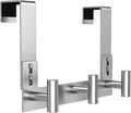 PMMASTO Over The Door Hooks, Fits 1-3/4" Thick Door No Drill Hooks for Closet Bathroom Bedroom Organization, Hanger for Coat Towel Robe (Silver, 3 T-Hooks)