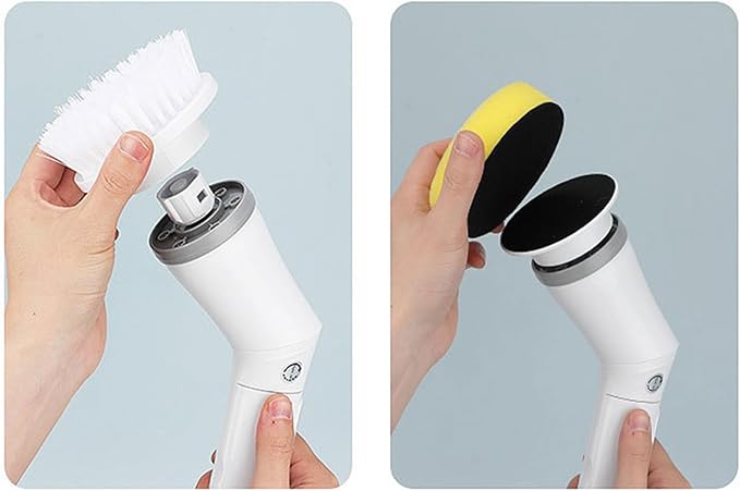 Electric Scrubber Rechargeable Cleaning Brush with 6 Replaceable Heads Cordless Adjustable Handle Bathroom Scrubber Cordless Scrubbers for Household Cleaning