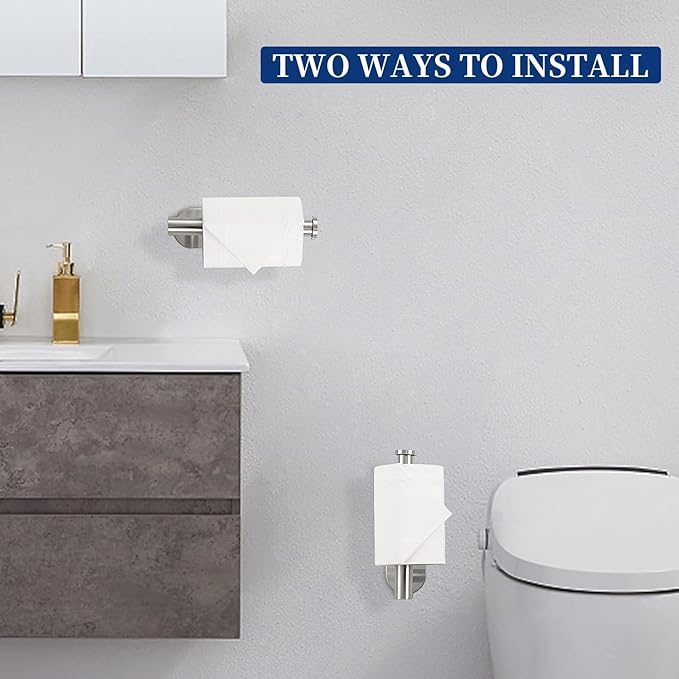 2 Pack Toilet Paper Holder Self Adhesive,Rustproof Adhesive Toilet Roll Holder No Drilling Tissue Holder for Kitchen Bathroom Tissue Holder Bathroom, Kitchen, Washroom Wall Mount (White)