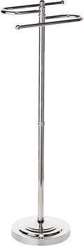 Gatco 1505, Modern Round Base Floor Standing S Style Towel Holder, Chrome / 38" H Freestanding Hand Bath Towel Stand for Bathroom