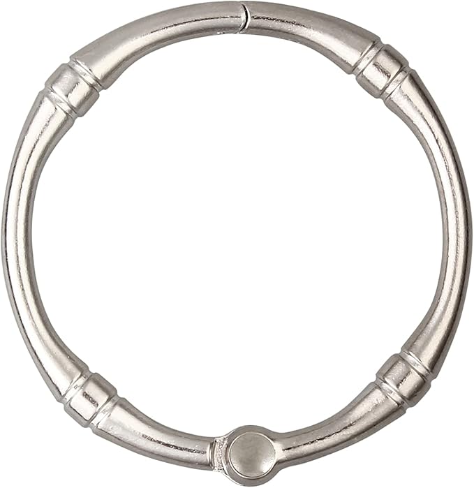Shower Curtain Hooks, Rustproof Decorative Shower Curtain Rings Metal Round Shower Hooks for Bathroom Shower Rod, 12 Pack (Nickel)