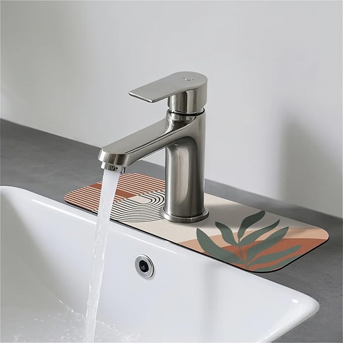 Faucet Draining Mat For Kitchen Sink, Boho Absorbent Diatom Mud Absorbent Drain Pad For Bathroom Kitchen Sink Splash Guard Drying Mat