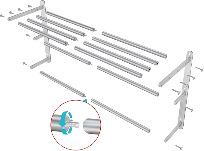 Towel Racks for Bathroom, 24 in Towel Shelf with Double Towel Bar, Stainless Steel Towel Storage for Lavatory Wall Mounted, 3-Tier Towel Hanger Towel Holder, Brushed Nickel