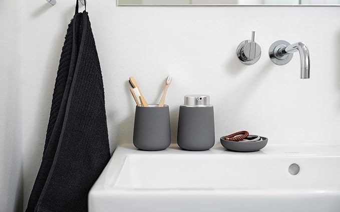 ZONE DENMARK Nova One Toothbrush Cup | Sleek & Durable Modern Bathroom Accessory | Revitalize Your Daily Routine with Scandinavian Elegance and Practicality Unite- (Gray Marl)