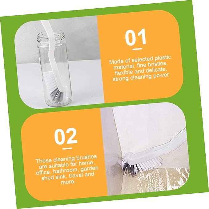 SAFIGLE 8pcs Deep Cleaning Brush Grout Cleaner and Bottle Brush for Sinks Kitchen and Bathroom Flexible Handle for and Scrubbing
