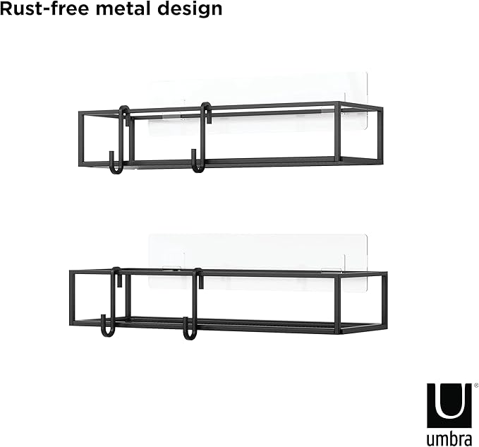 Umbra Cubiko Shower Bin Caddy Set, Black (Pack of 3)