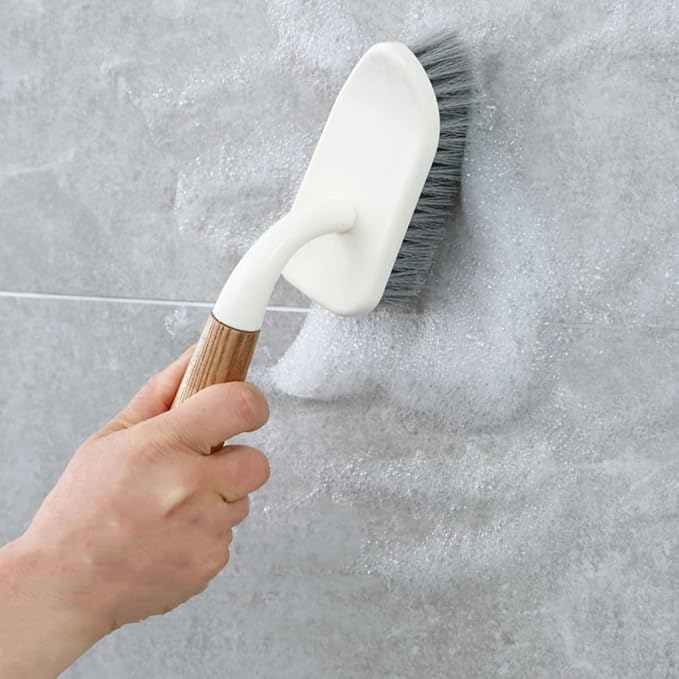Hard Bristle Toilet Cleaning Brush with Wood Handle Bathroom Scrub Brush for Floor Tile and Grout Cleaning for Toilet and Bathtub Use