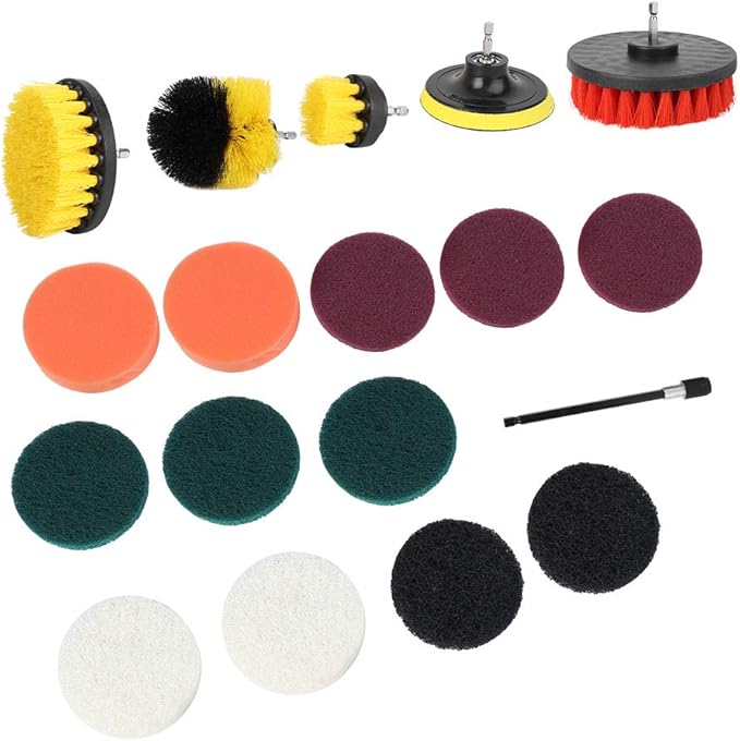 Cleaning Brush Set-18Pcs Electric Drill Brush Set Multifunction Power Cleaner Scrubber Attachments Home Cleaning Supplies
