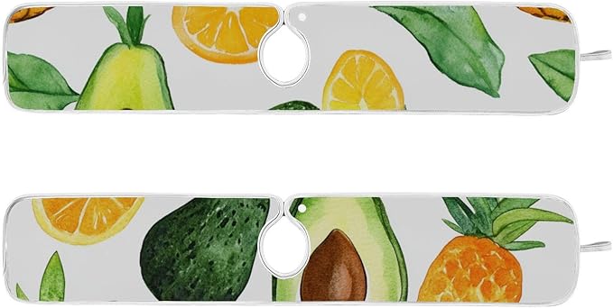 Sink Faucet Absorbing Mat Kitchen Sink Splash Guard Splash Faucet Drip Catcher for Bar RV Bathroom 2PCS 23.6x5.5in Cartoon Green Avocados Pineapples
