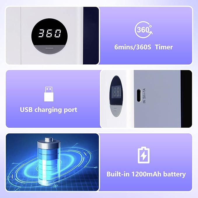 Wall Mounted Toothbrush Holder,UV Toothbrush Holders,No Drilling Wall Mounted Toothbrush Sanitizer Cleaner 4 Slots,Fan Drying Smart & 360s Timer Function for Smart Home Bathroom Accessories.