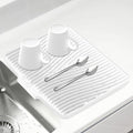 Silicone Dish Drying Mat for Kitchen Counter, Dish Drying Pad, Non-Slip Drain Pad with Built-in Drain, Heat Resistant Stone Drying Mat, Ivory-19.7" x 17"