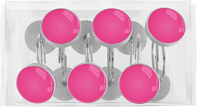 Pure Color Decorative Shower Curtain Hooks,12 Pcs Rust Proof Glass Surface Stainless Steel Curtain Rings for Bathroom Bedroom Living Room Shower Rods Decor