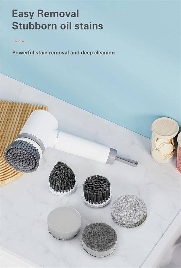 AVFORA Household Electric Cleaning Brush Rechargeable Power Spin Scrubber with Multifunctional Replacement Heads Kitchen Cleaning Brush for Cleaning Tub,Tile, Sink, Floor, Window
