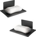 2 Pack Soap Dishes for Bathroom, Bar Soap Holder with Self Draining Tray, Soap Tray for Shower Wall, 4 Slot Self-Adhesive Soap Container (Gun Grey)