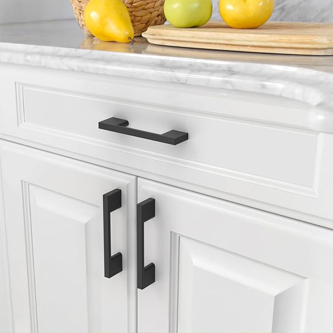 Amerdeco 10 Pack Matte Black Cabinet Pulls 3 Inch(76MM) Hole Centers Kitchen Cabinet Handles Cabinet Hardware Kitchen Handles for Cabinets Cupboard Handle Drawer Pulls ZH0060
