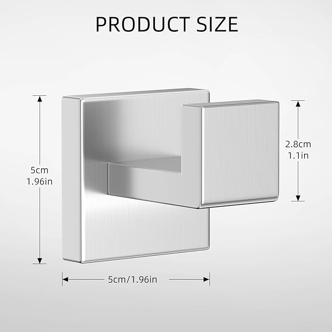 Towel Hooks Bathroom Coat Robe Wall Hook Heavy Duty Door Hanger Towel Robe Clothes Rack for Bathroom Bedroom Kitchen Hotel Pool 4 Packs-Brushed Nickel Stainless Steel Wall-Mounted