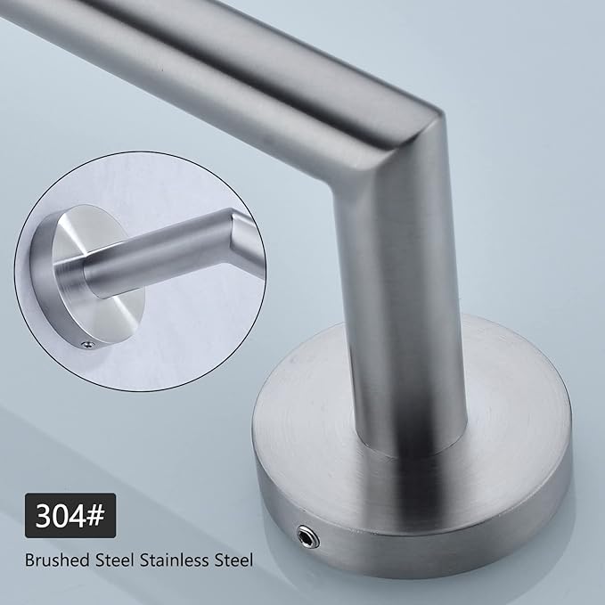 12 Inch Hand Towel Bar Bathroom Towel Holder,Bath Accessories Thicken Stainless Steel Shower Towel Rack,Kitchen Dish Cloth Hanger Wall Mount Brushed Steel,96018-2-12BS.