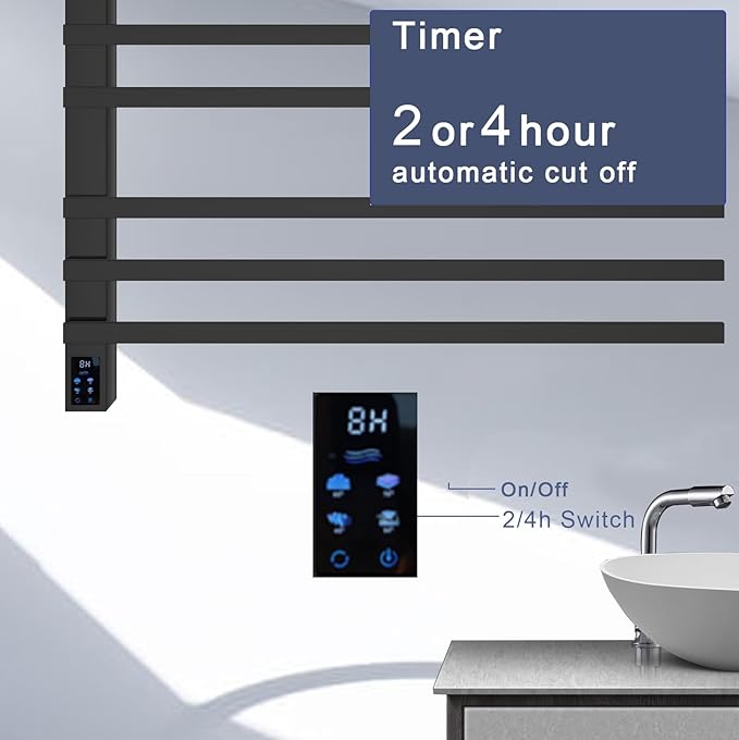 WarmRackCo Heated Towel Rack, Stainless Steel, 39.4 x 23.6 x 3.14 Inches, 304 Stainless Steel, Wall-Mounted, Rectangular, 9-Bar with Smart Timer & Temperature Control