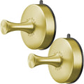 DGYB Suction Cup Hooks for Shower Set of 2 Removable Stainless Steel Towel Hook for Bathroom Glass Window Door Wall and Suction Wreath Hook for Hanging Robe, Loofah, Coat - Gold