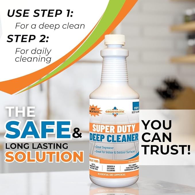 Super Duty Degreaser – Heavy Duty Tile & Grout Cleaner for Kitchens, Bathrooms & Floors – Removes Grease, Soap Scum & Deep Stains – Concentrate