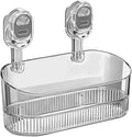 2026 New No-Drill Bathroom Suction Storage Box, Large Capacity Strong Load-Bearing Suction Cup Storage Rack with Drain Holes, Removable Shower Caddy Hanging Wall Mount Kitchen Organizer (1, Gray)